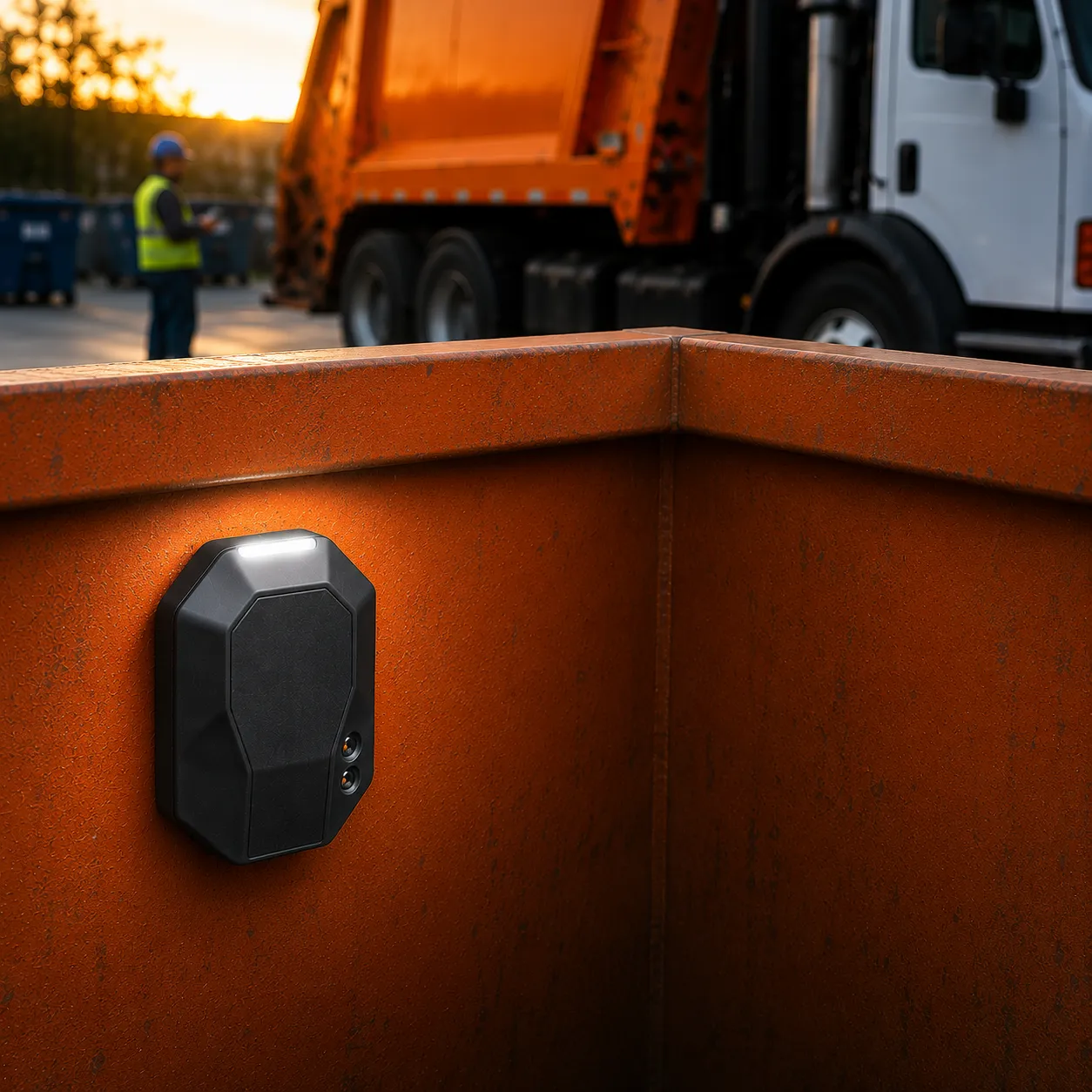 Dumpster equipped with a Z SIGHT monitoring camera